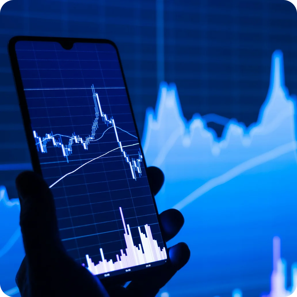 Forex trading charts on a mobile phone